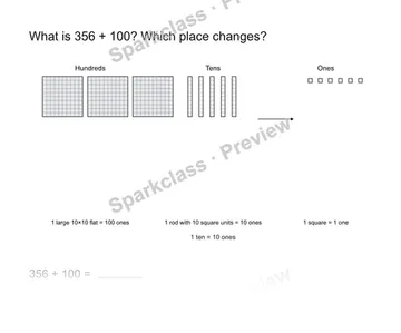 Add 100 and describe the change — Grade 2 problem preview