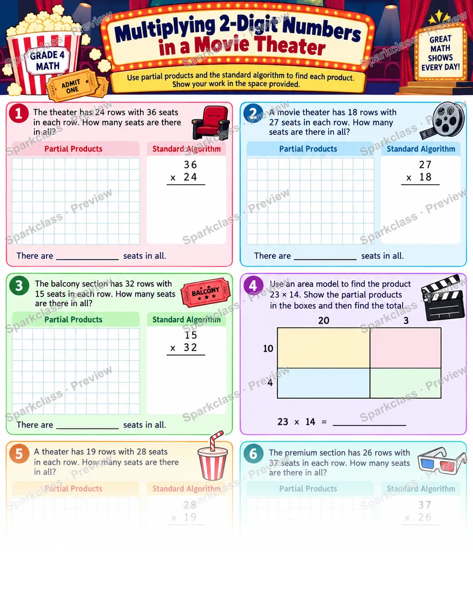 Multiply 2-Digit by 2-Digit Numbers — page 1