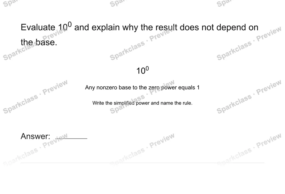 Interpret zero and negative exponents — page 1
