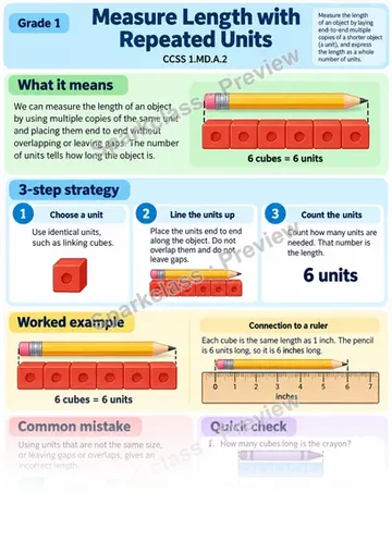 Knowledge Guide · Measure Length with Repeated Units — Grade 1 worksheet preview