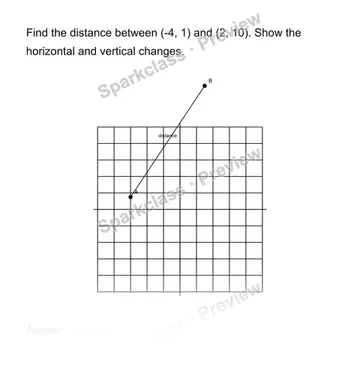 Find distance on a coordinate plane — Grade 8 problem preview