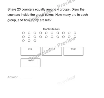 Share counters equally — Grade 4 problem preview