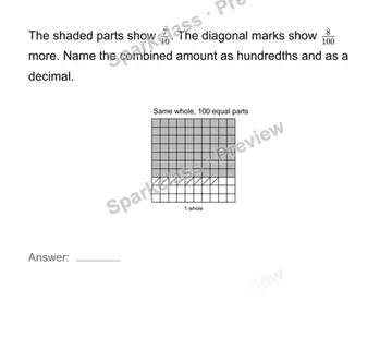 Combine two kinds of hundredths — Grade 4 problem preview
