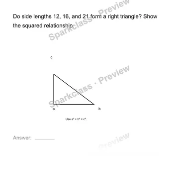 Test for a right triangle — Grade 8 problem preview