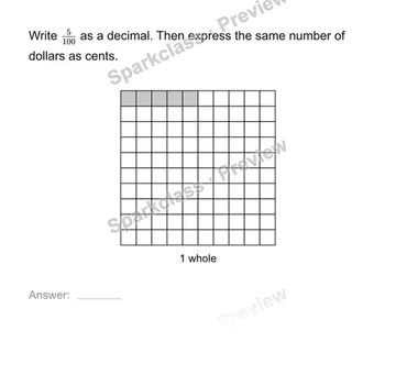 Write hundredths as decimals — Grade 4 problem preview