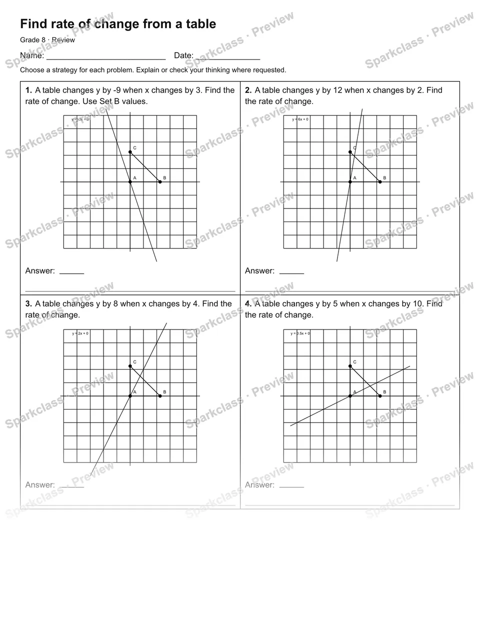 Find rate of change from a table — Review — page 1