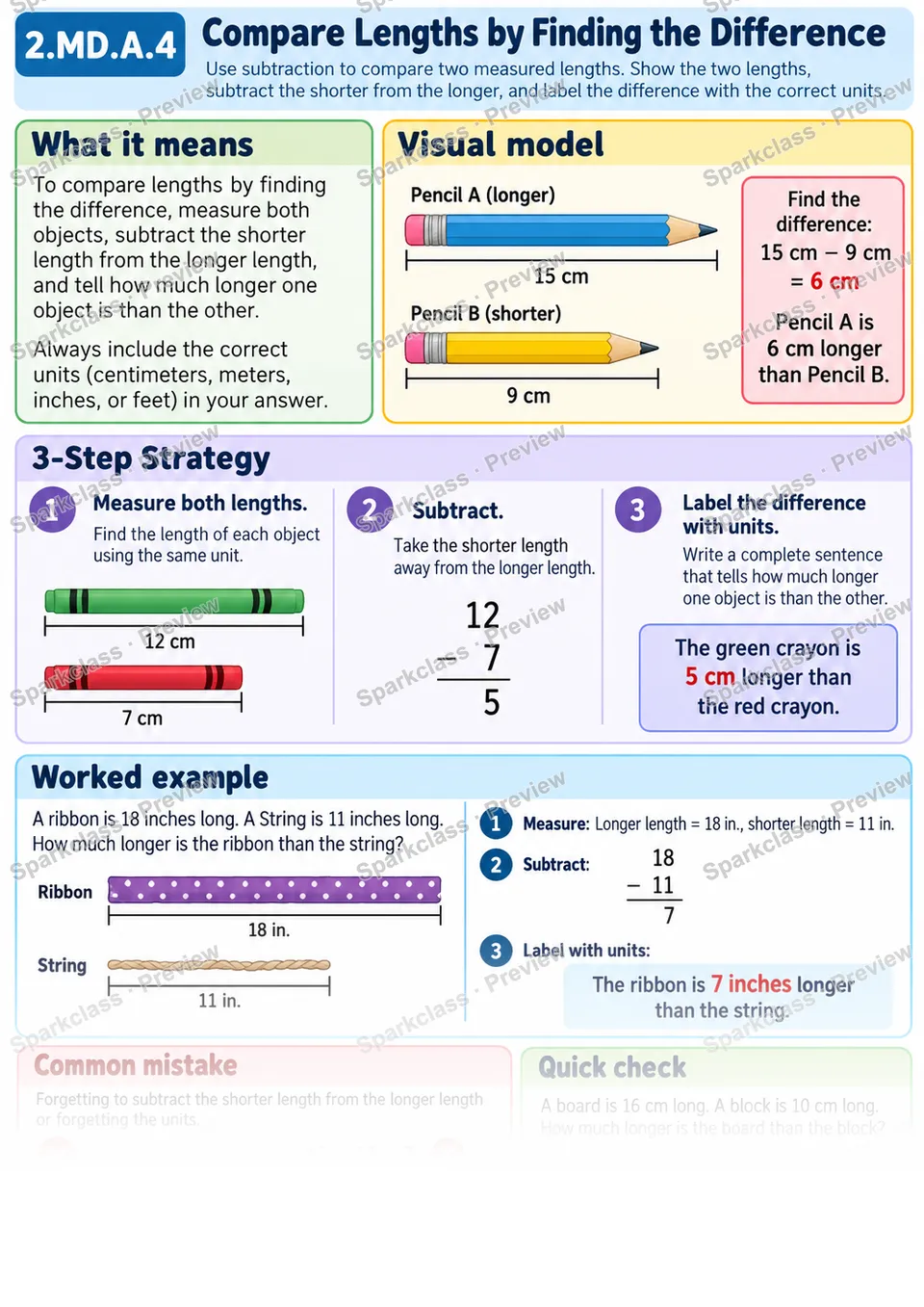 Knowledge Guide · Compare Lengths by Finding the Difference — page 1