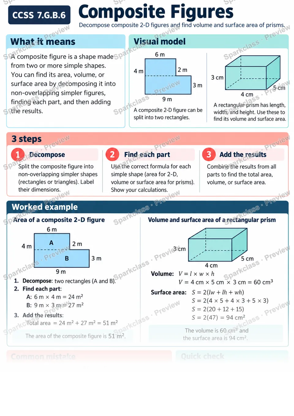 Knowledge Guide · Area, volume, surface area of composite figures — page 1