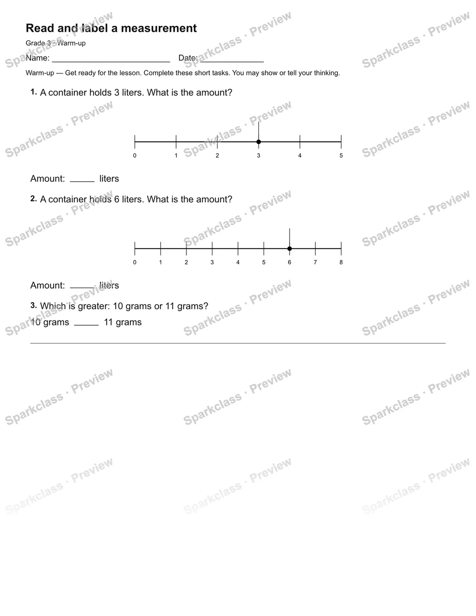 Read and label a measurement — Warm-up — page 2