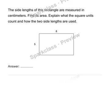 Recall rectangle area — Grade 6 problem preview