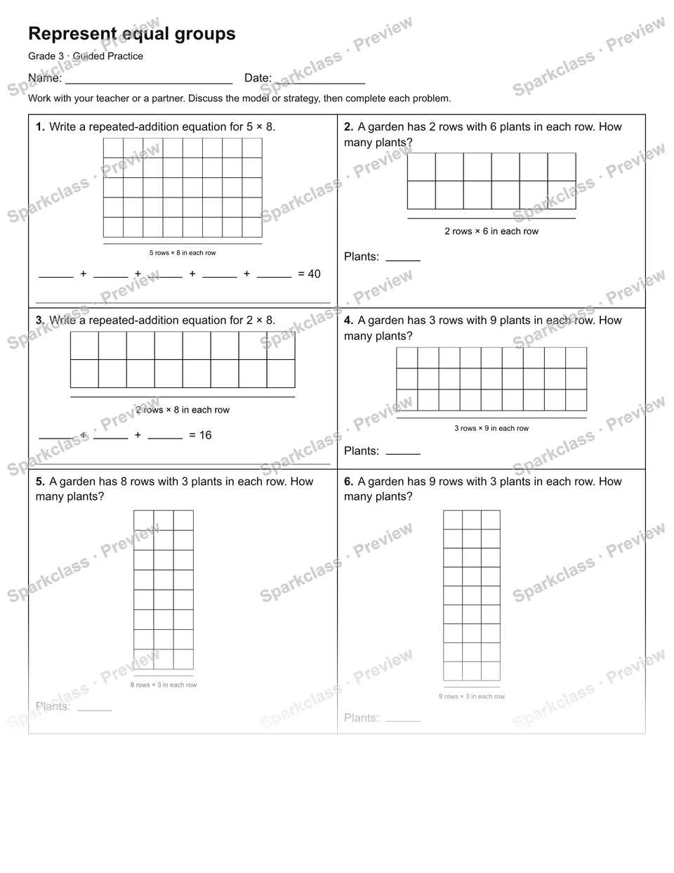 Represent equal groups — Guided Practice — page 1