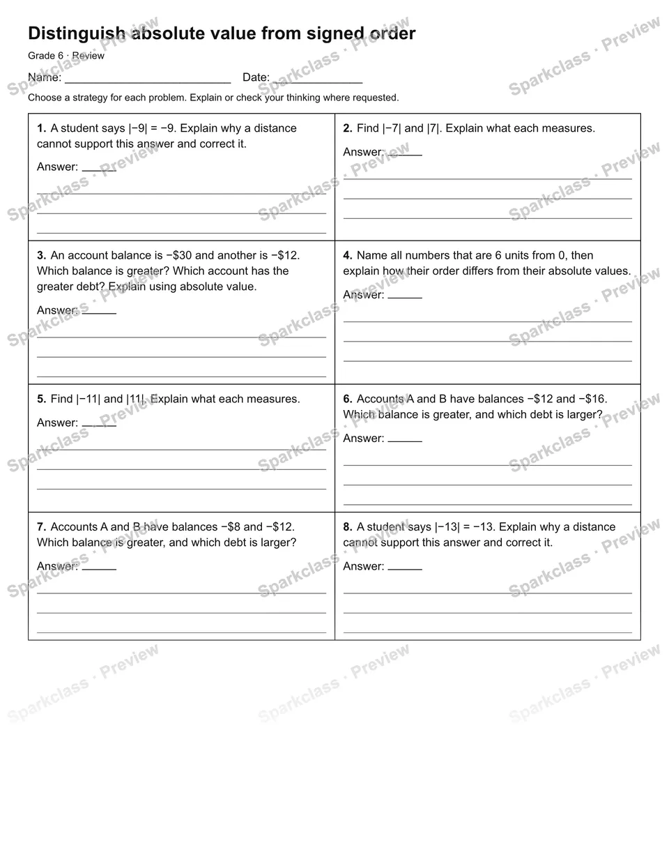 Distinguish absolute value from signed order — Review — page 1