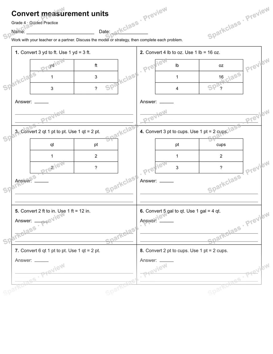 Convert measurement units — Guided Practice — page 1