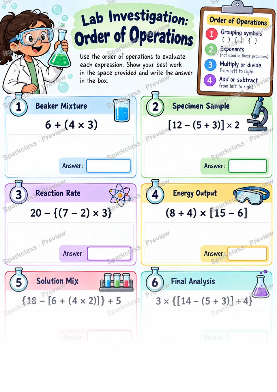 Order of Operations — page 1