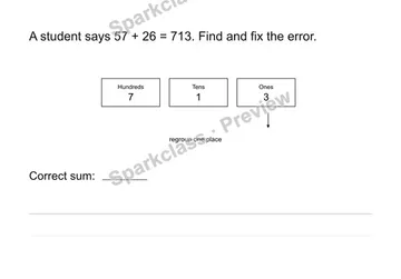 Fix a regrouping error — Grade 2 problem preview