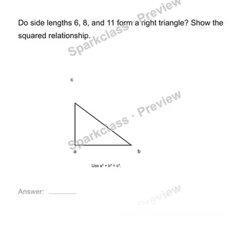 Test for a right triangle — Grade 8 problem preview