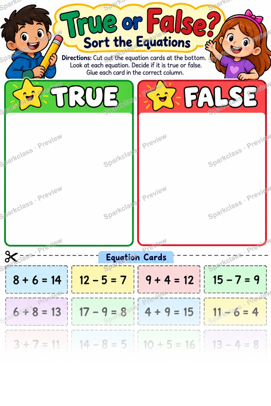 Equation Sort — page 1