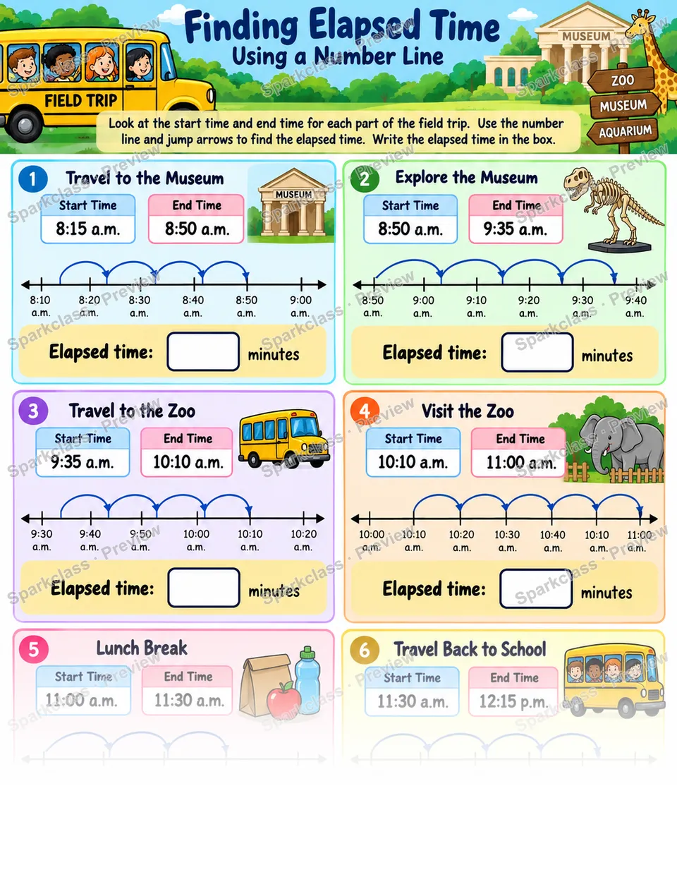 Elapsed Time Number Line 01 — page 1