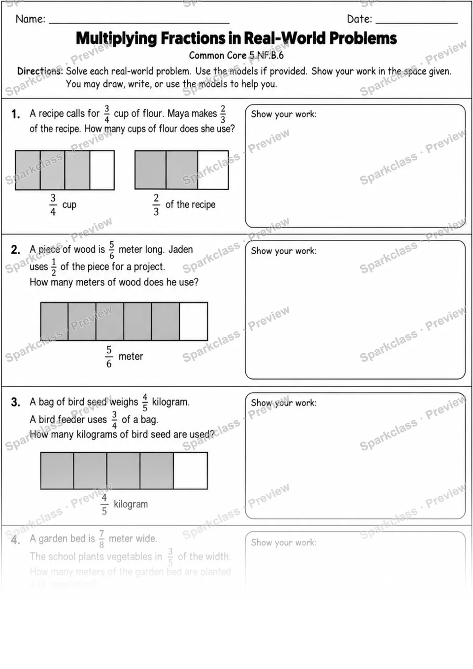 Fraction Multiplication Models — page 1