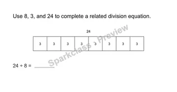 Complete the fact family — Grade 3 problem preview