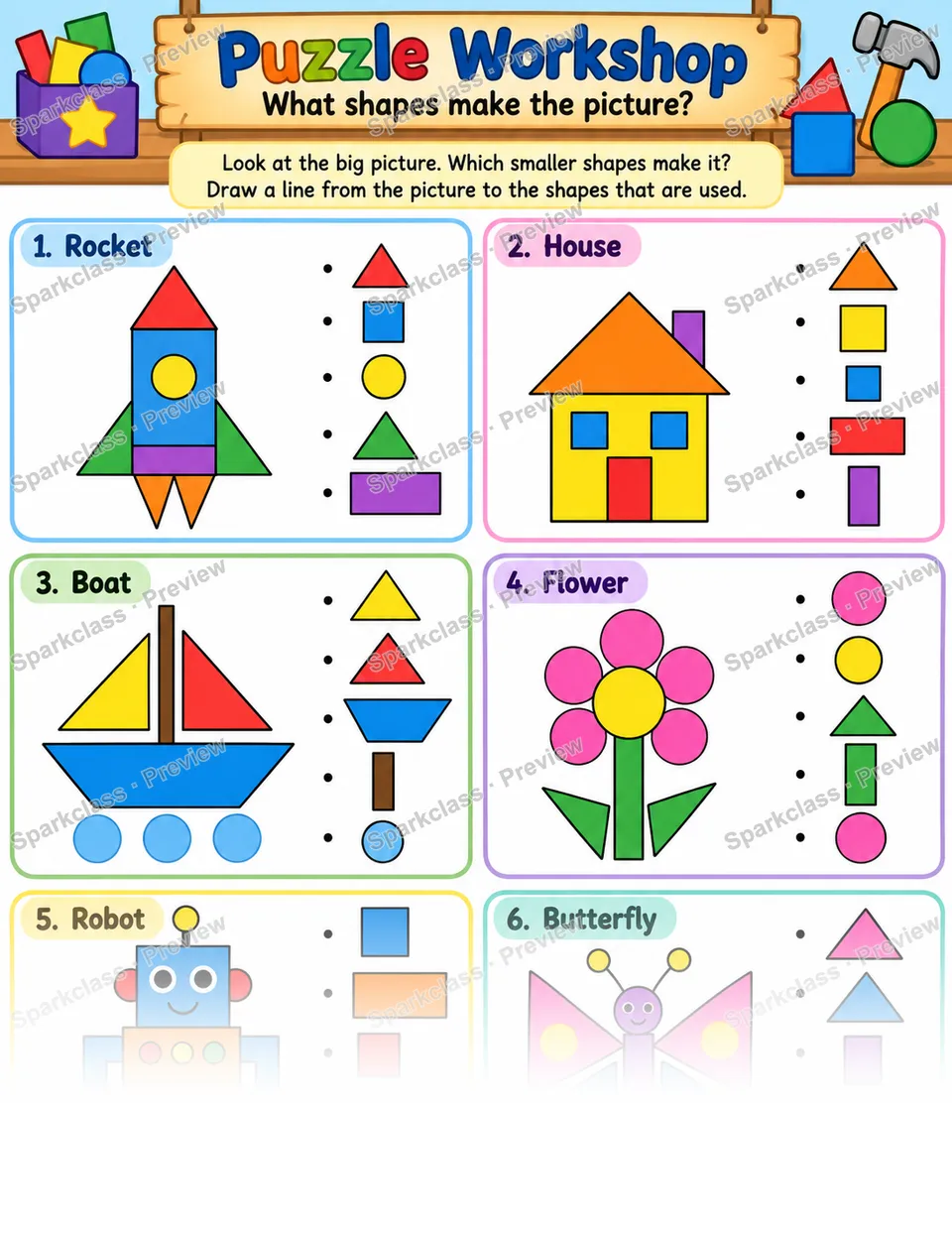 Puzzle Workshop · Compose and Decompose Shapes — page 1
