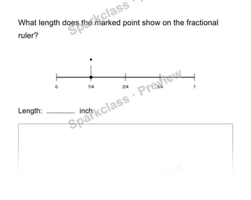 Read a fractional ruler — Grade 3 problem preview