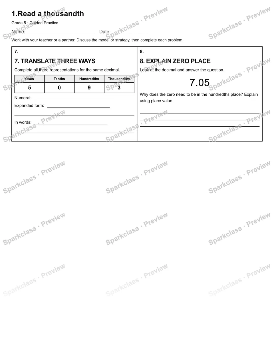 1.Read a thousandth — Guided Practice — page 2
