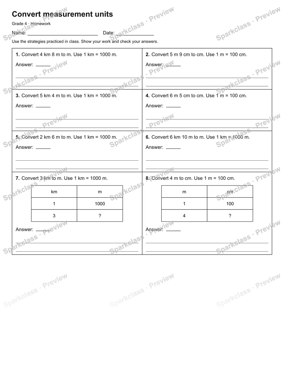 Convert measurement units — Homework — page 1