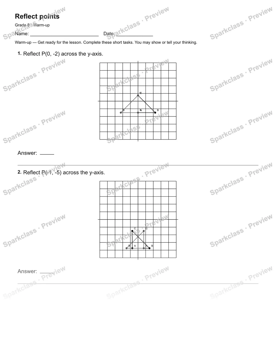 Reflect points — Warm-up — page 2