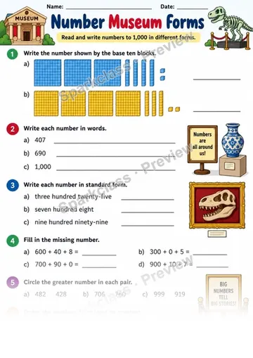 2.NBT.A.3 · Number Museum — Grade 2 worksheet preview