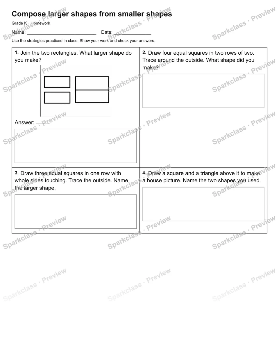 Compose larger shapes from smaller shapes — Homework — page 1