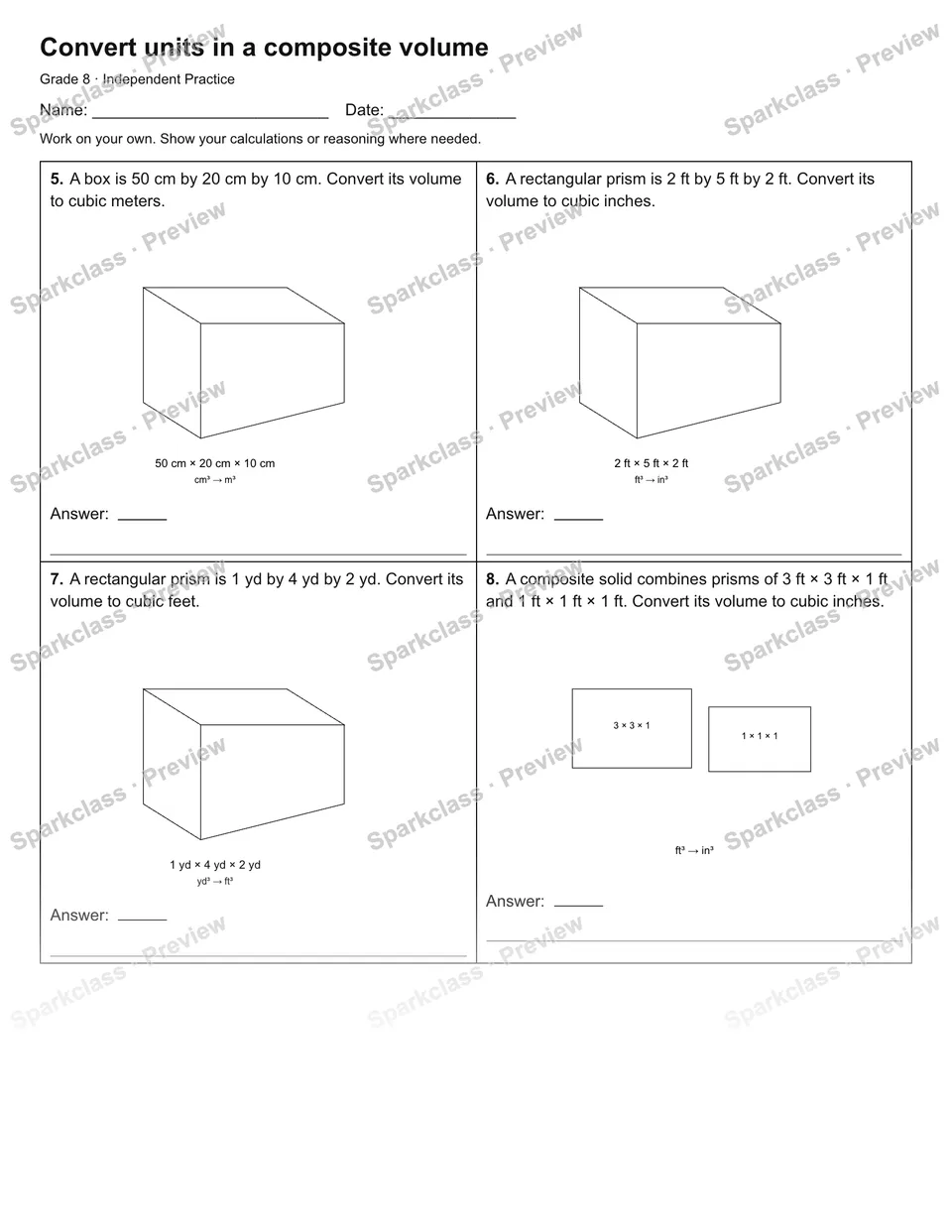 Convert units in a composite volume — Independent Practice — page 2