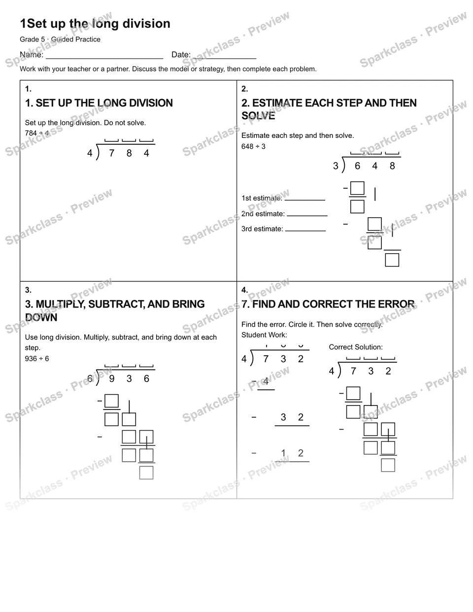 1Set up the long division — Guided Practice — page 1