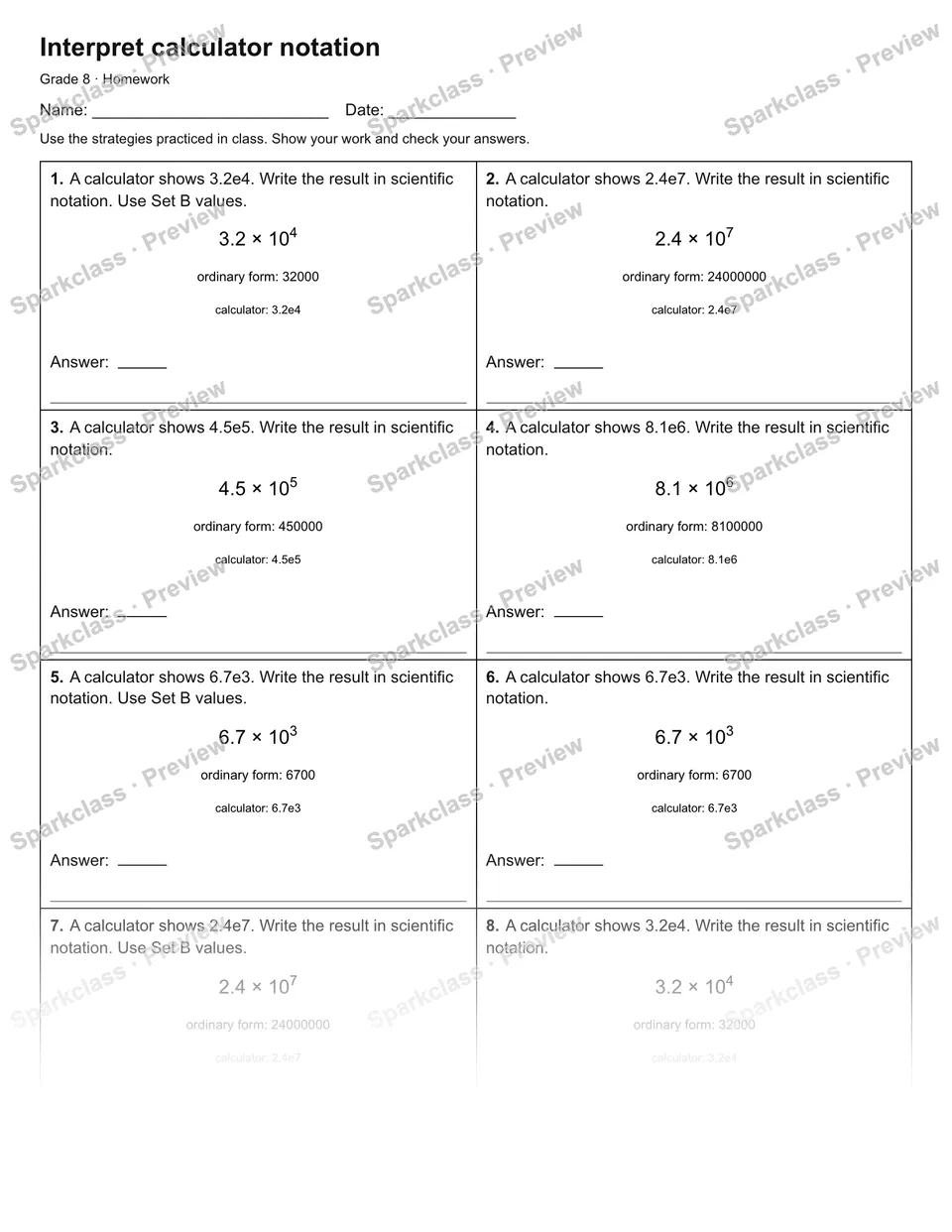 Interpret calculator notation — Homework — page 1