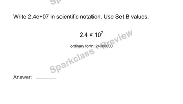 Read scientific notation — Grade 8 problem preview