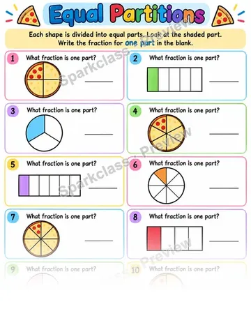 Equal Partitions — Grade 3 worksheet preview