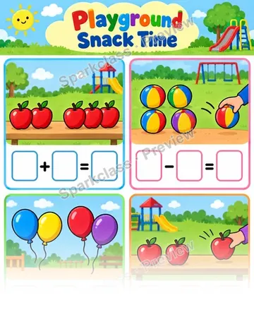 Basic Picture Add and Subtract — Kindergarten worksheet preview