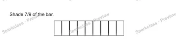 Shade 7/9 of the bar. — Grade 5 problem preview