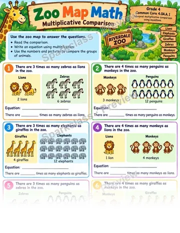 Multiplicative Comparison · Zoo — Grade 4 worksheet preview