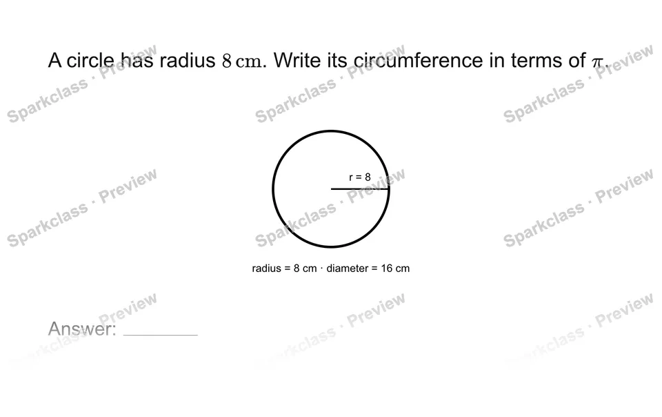 Find circumference in exact form — page 1