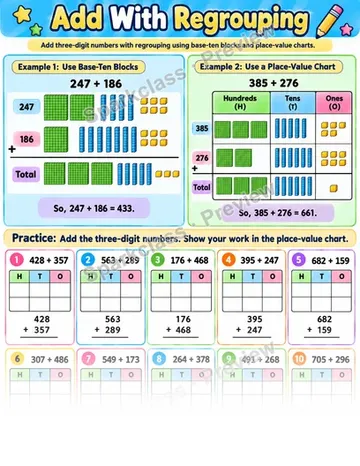 Add With Regrouping — Grade 3 worksheet preview