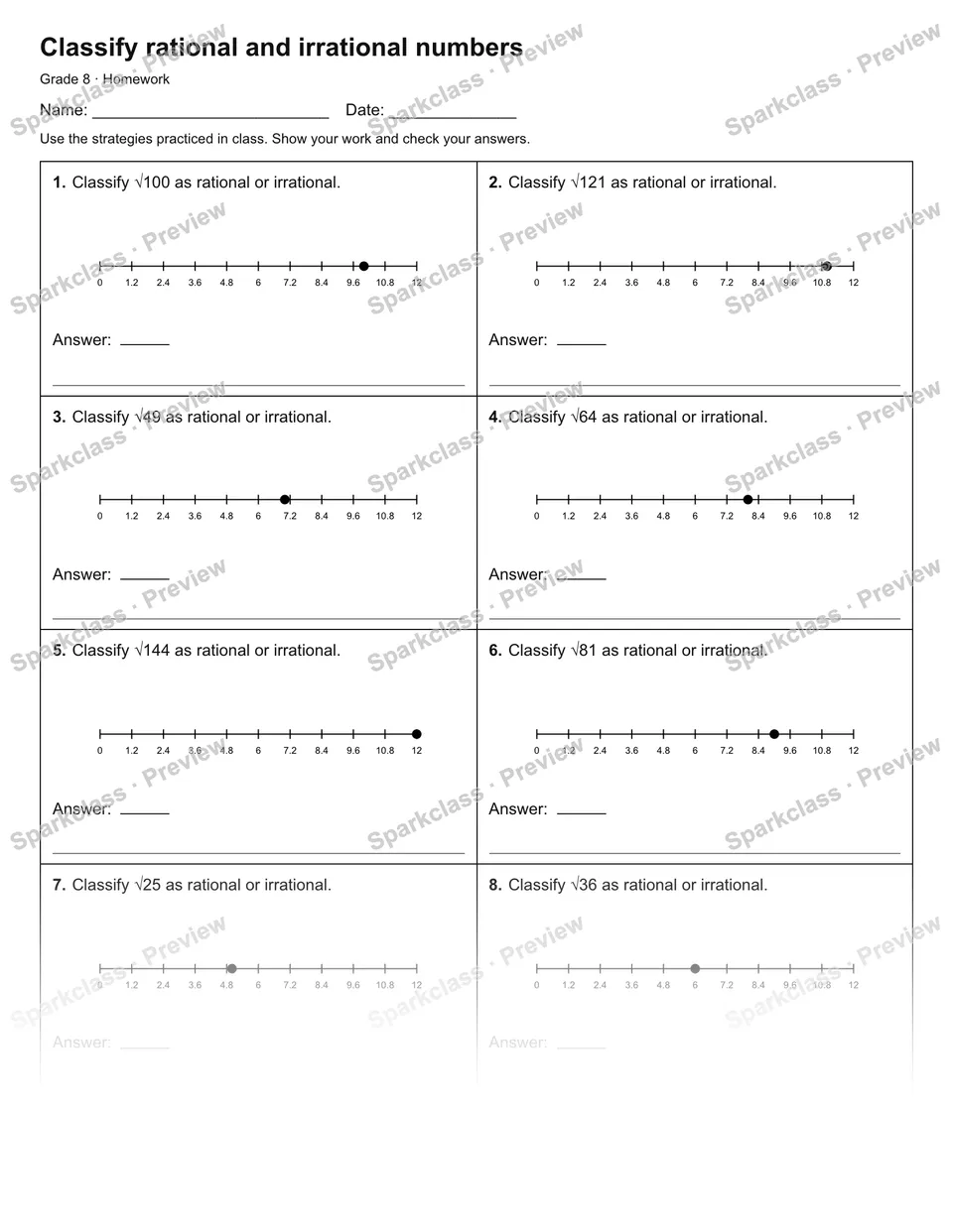 Classify rational and irrational numbers — Homework — page 1