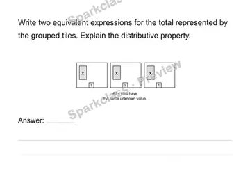 Generate and justify equivalent expressions — Grade 6 problem preview
