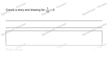 Create a story and drawing for 1/10 ÷ 6. Each share: — Grade 5 problem preview