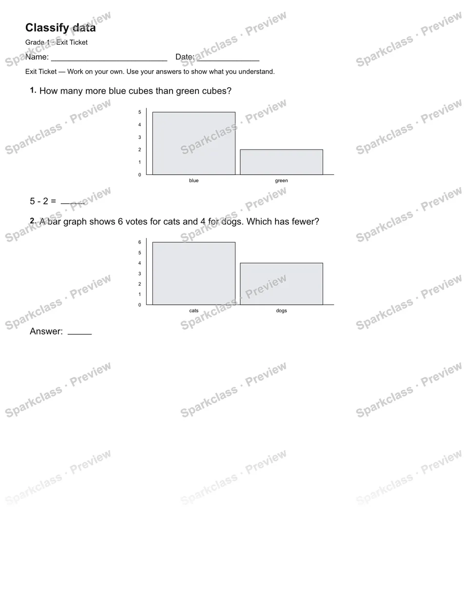 Classify data — Exit Ticket — page 2