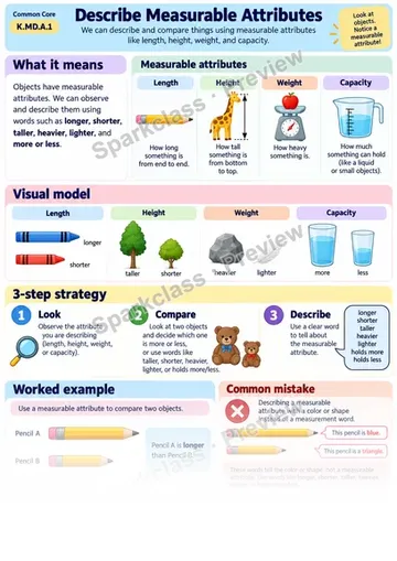 Knowledge Guide · Describe Measurable Attributes — Kindergarten worksheet preview