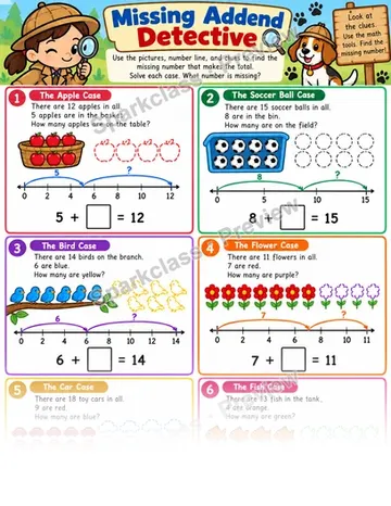 Mystery Addend Detective — Grade 1 worksheet preview