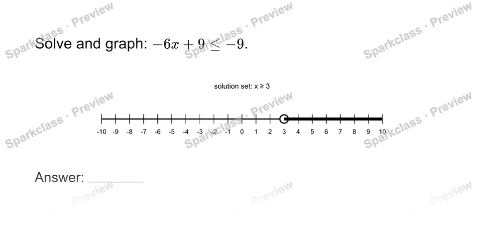 Solve a two-step inequality — page 1