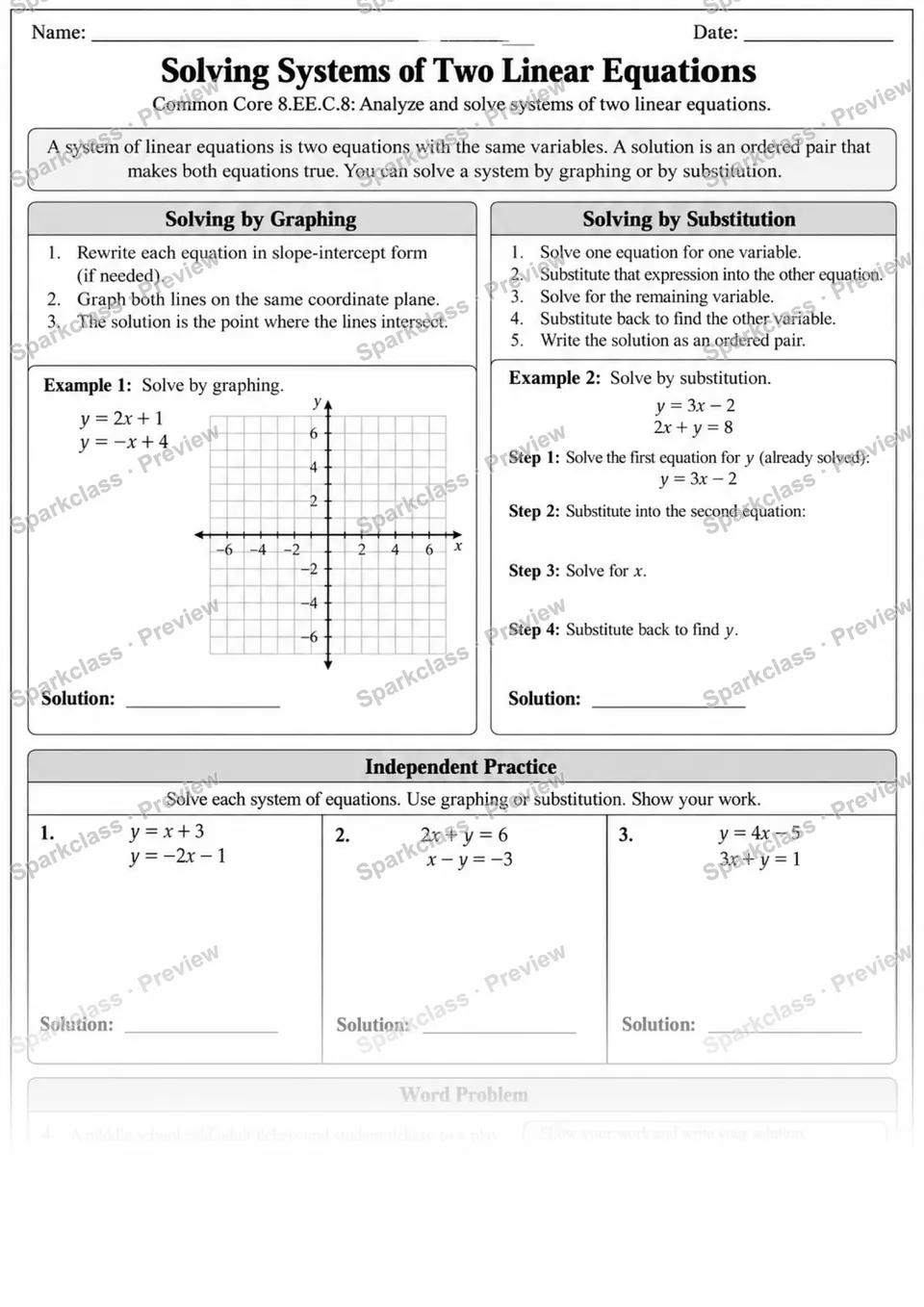 8.EE.C.8 · Systems of Linear Equations — page 1