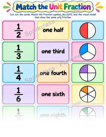 Unit Fraction Matching — Grade 3 worksheet preview
